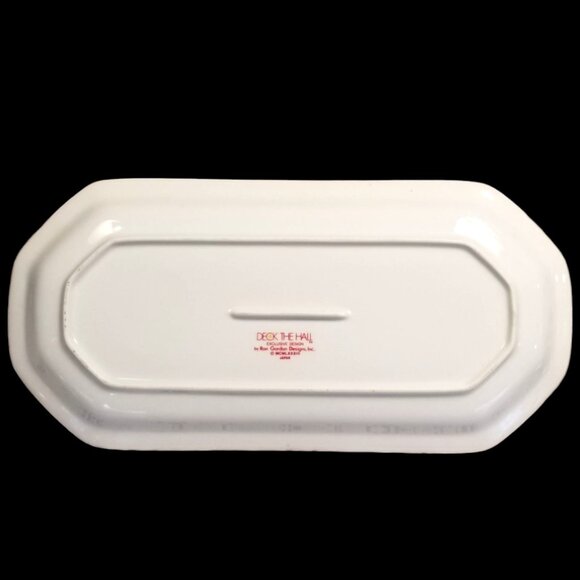 VTG Ron Gordon Deck the Halls Christmas Candycane Ceramic Tray Platter Cookie - Picture 3 of 7